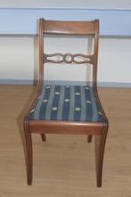 Antieke stoel met geknoopte rugleuning blauw gestoffeerd, Antiek en Kunst, Ophalen