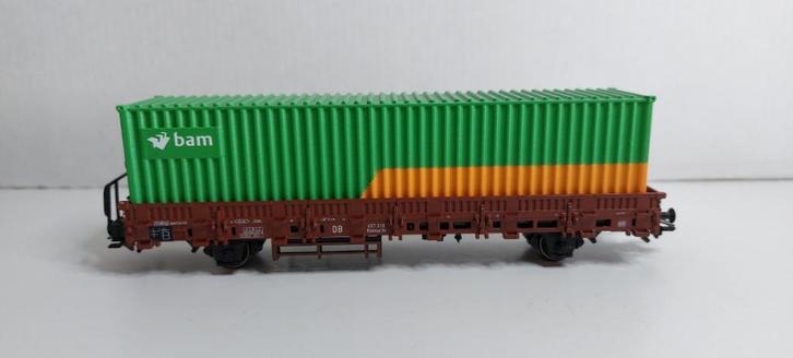 Rongenwagon met 40 ft. Bam container van Marklin (04), Hobby en Vrije tijd, Modeltreinen | H0, Zo goed als nieuw, Wagon, Wisselstroom