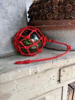 Vintage brocant glazen bol met rood touw, Ophalen of Verzenden, Zo goed als nieuw, X, X