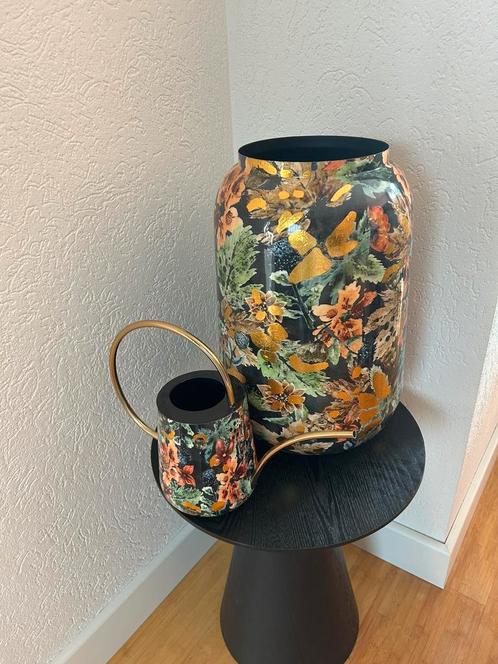 Vaas/bleompot en gieter TS ter Steege, Huis en Inrichting, Woonaccessoires | Vazen, Zo goed als nieuw, Blauw, Minder dan 50 cm