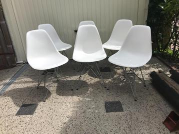 6 Vitra DSR Eames plastic chair design stoel wit beschikbaar voor biedingen
