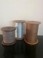 Antieke houten spoelen met draad - set van 3, Ophalen of Verzenden