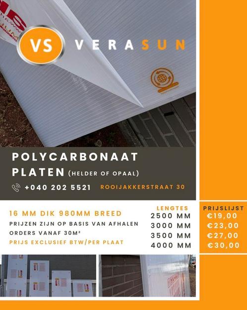polycarbonaat platen 980mm nieuw, Doe-het-zelf en Verbouw, Platen en Panelen, Nieuw, Overige materialen, Minder dan 20 mm, Ophalen