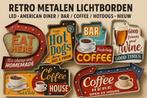 Metalen Retro Vintage Borden met Verlichting - Mancave Decor, Huis en Inrichting, Ophalen of Verzenden, Nieuw