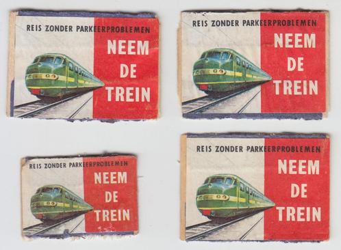 4 bovenkantjes van lucifersdoosjes NS 1964, Verzamelen, Spoorwegen en Tramwegen, Gebruikt, Trein, Overige typen, Ophalen of Verzenden