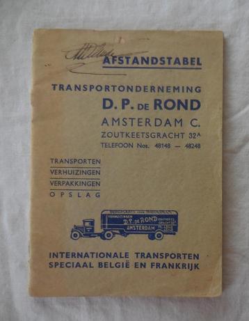 Afstandentabel Transportonderneming D.P.de Rond (1938)