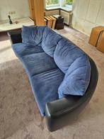 Leolux vintage vinja blauw leer suède bank driezits, Huis en Inrichting, Gebruikt, Vintage, Driepersoons, 75 tot 100 cm