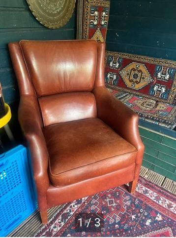 Vintage Leren oorfauteuil, merk Bendic beschikbaar voor biedingen