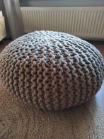 Grote gebreide poef, taupe, Ophalen of Verzenden, Zo goed als nieuw, 50 tot 75 cm, 50 tot 75 cm