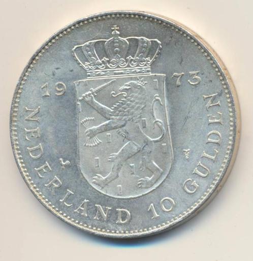 Zilveren 10 gulden 1970 – 1973 Juliana (Willekeurig jaartal), Postzegels en Munten, Edelmetalen en Baren, Zilver, Ophalen of Verzenden