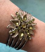 Armband Groen Peridot Faux Zilver Klem Armband Vintage, Ophalen of Verzenden, Zo goed als nieuw, Groen