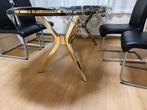 Moderne Tafel met Gouden Onderstel, Ophalen, 100 tot 150 cm, 50 tot 100 cm, Zo goed als nieuw