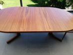 Deense uitschuifbare retro eettafel, jaren 60 teak vintage, Ophalen, Gebruikt, 100 tot 150 cm, Teakhout