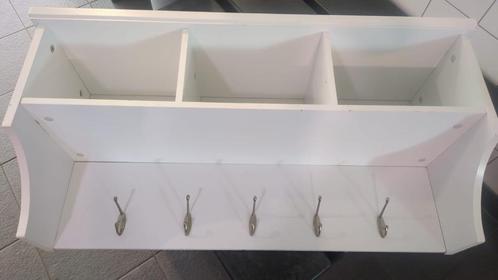 Kapstok wit met 5 haken 3 legvakken, hoedenplank. 90x40x30Cm, Huis en Inrichting, Woonaccessoires | Kapstokken, Gebruikt, Wandkapstok