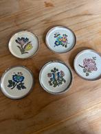 Vintage Onderzetters met Bloemmotief (5 stuks), Antiek en Kunst, Antiek | Wandborden en Tegels, Ophalen of Verzenden