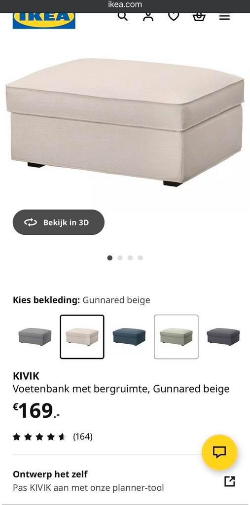 IKEA Kivik voetenbank, Huis en Inrichting, Banken | Voetenbanken en Poefen, Zo goed als nieuw, 75 tot 100 cm, 75 tot 100 cm, Rechthoekig