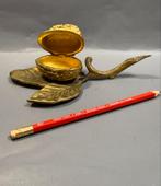 Inktpot #Kastanje #Messing #Inktpot #Antiek, Ophalen of Verzenden