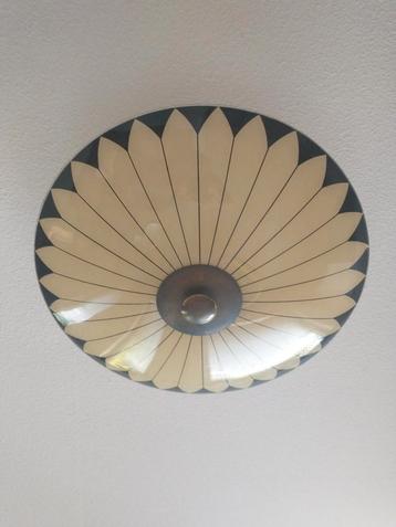 Vintage, fifties glazen plafonnière.  beschikbaar voor biedingen