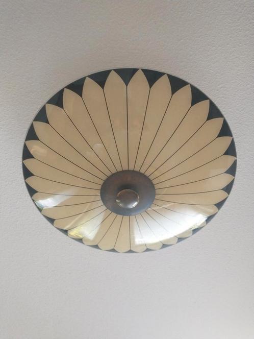Vintage, fifties glazen plafonnière., Huis en Inrichting, Lampen | Plafondlampen, Gebruikt, Glas, Ophalen