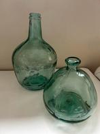 Vintage glazen flessen set vaas vazen groen glas, Antiek en Kunst, Antiek | Glas en Kristal, Ophalen of Verzenden