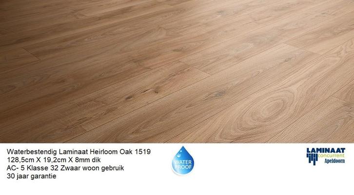 Waterbestendig Laminaat Heirloom Oak AC-5 Klasse 33, Huis en Inrichting, Stoffering | Vloerbedekking, Nieuw, Laminaat, Bruin, 75 m² of meer