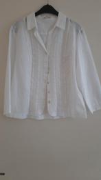 Witte blouse met plooien - Maat L, Ophalen of Verzenden, Zo goed als nieuw, Maat 42/44 (L), Wit