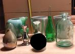Groene en zilveren vaasjes. Super leuke woonaccessoires!, Huis en Inrichting, Ophalen, Minder dan 50 cm, Groen, Glas