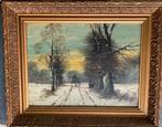 Winterlandschap met paard en wagen, Antiek en Kunst, Kunst | Schilderijen | Klassiek, Ophalen of Verzenden