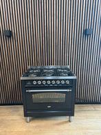 Luxe Antraciet chroom Boretti Fornuis 90cm (Gratis bezorgen), 5258sh, Ophalen of Verzenden, Zo goed als nieuw, Energieklasse A of zuiniger