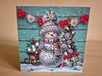 Daimond painting kaart kerst - sneeuwpop (10), Hobby en Vrije tijd, Kaarten | Zelfgemaakt, Ophalen of Verzenden, Nieuw, Kerst