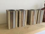 Houten waxinelichthouders 4 stuks, Ophalen of Verzenden, Zo goed als nieuw, Hout, Minder dan 25 cm