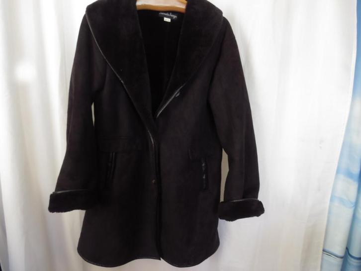 zwarte suedine vacht gevoerd tussenjas mt 46 Gabriella vicen, Kleding | Dames, Grote Maten, Gedragen, Jas of Mantel, Zwart, Ophalen of Verzenden