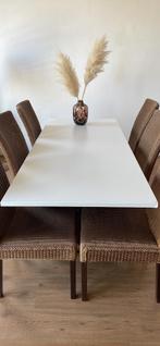 Witte (uitschuifbare) tafel, Huis en Inrichting, Tafels | Eettafels, Ophalen, Gebruikt, 50 tot 100 cm, Vijf personen of meer