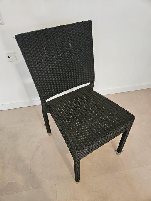 Zwarte kunststof rieten tuinstoel / balkon stoel, Tuin en Terras, Tuinstoelen, Gebruikt, Kunststof, Ophalen