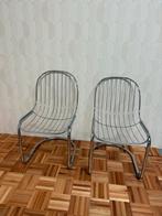 Vintage chroom stoelen 2 stuks draadstoelen retro art deco, Ophalen, Gebruikt, Twee, Metaal