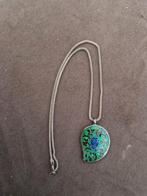 Antiek zilveren ketting met hanger, Met hanger, Ophalen of Verzenden, Zo goed als nieuw, Zilver
