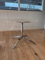 Florence Knoll tafel, chroom, marmer calcatta, 50 tot 100 cm, Design, Rond, Zo goed als nieuw