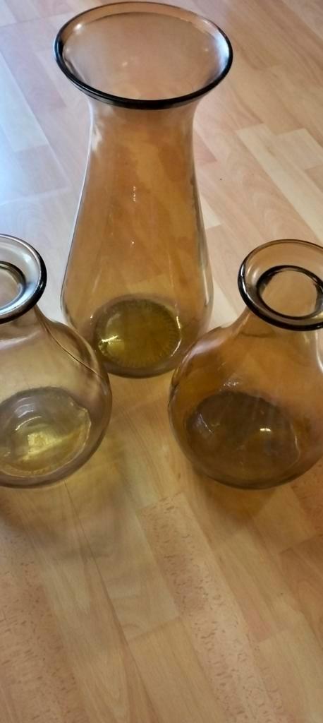 Vintage Bruine Vazen Set 3 stuks, Huis en Inrichting, Woonaccessoires | Vazen, Zo goed als nieuw, Overige kleuren, 75 cm of meer