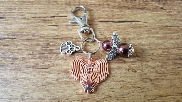 Tas/Sleutelhanger Chinese crested A met beschermengeltje, Sieraden, Tassen en Uiterlijk, Tassen | Damestassen, Nieuw, Verzenden