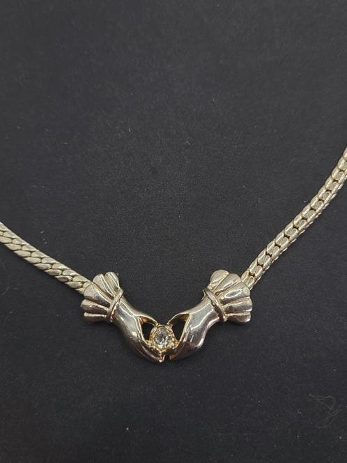 Goudkleurige Hand Hart Ketting, Sieraden, Tassen en Uiterlijk, Kettingen, Zo goed als nieuw, Overige materialen, Verstelbaar, Ophalen of Verzenden
