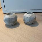 2x Zware Beton Waxinelichthouders, Huis en Inrichting, Overige materialen, Gebruikt, Ophalen of Verzenden, Grijs