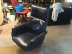 Draaistoel, Gebruikt, Blauw, Leer, Ophalen of Verzenden