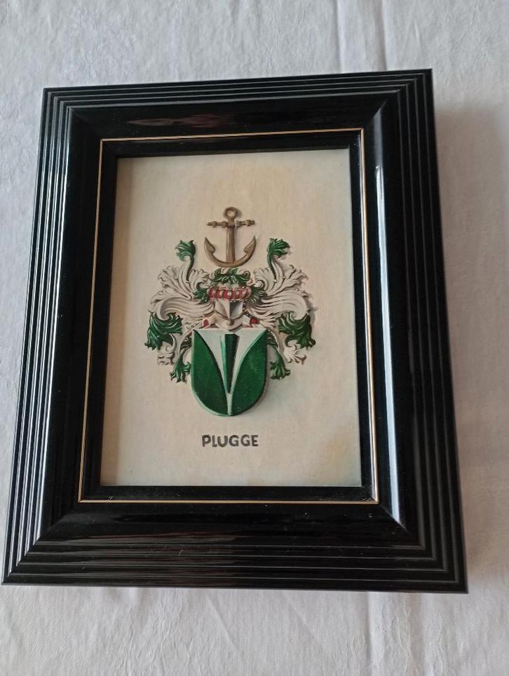 FAMILIEWAPEN PLUGGE op linnen geschilderd, Antiek en Kunst, Kunst | Schilderijen | Klassiek, Ophalen of Verzenden