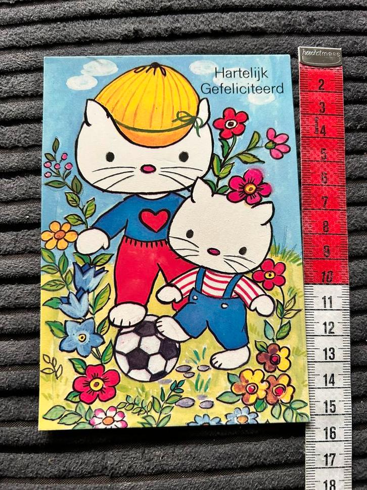 9. Kinderkaart illustr Witte katten kleding voetbal, Verzamelen, Ansichtkaarten | Themakaarten, Ongelopen, 1980 tot heden, Ophalen of Verzenden