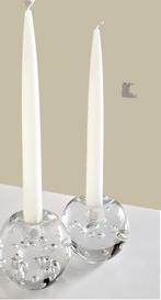 2 KANDELAARS GEBLAZEN GLAS/BUBBLES, Huis en Inrichting, Woonaccessoires | Kandelaars en Kaarsen, Ophalen, Overige materialen, Minder dan 25 cm
