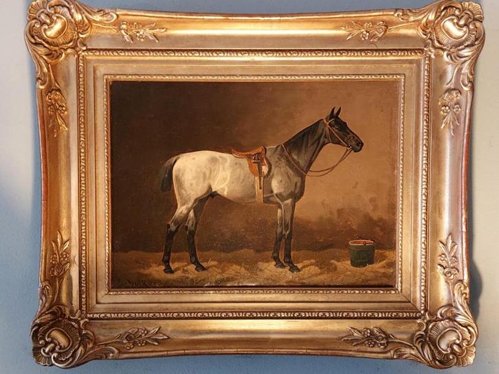 Emil Volkers '' volbloed op stal '' = ca.1895, Antiek en Kunst, Kunst | Schilderijen | Klassiek, Ophalen of Verzenden