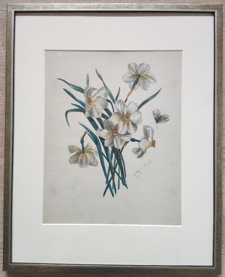 Willem Cornelis Hendricus van Harten (1862-1918) - Narcissen, Antiek en Kunst, Kunst | Schilderijen | Klassiek, Ophalen of Verzenden