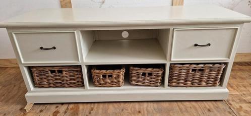 TV meubel met 2 lades en manden, Huis en Inrichting, Kasten | Televisiemeubels, Gebruikt, Minder dan 100 cm, 100 tot 150 cm, 25 tot 50 cm