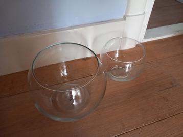 2 bloempot vissenkom bol glas hangpot macrame incl verzenden beschikbaar voor biedingen