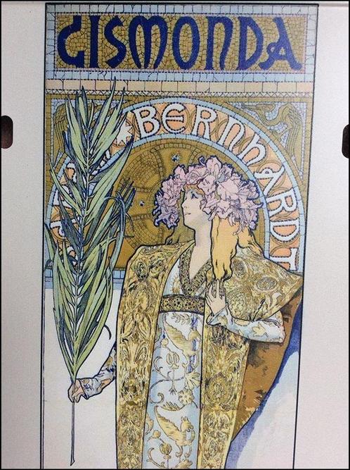 ALPHONSE MUCHA Sarah Bernhardt - Jugendstil Metalen Bord, Antiek en Kunst, Kunst | Tekeningen en Foto's, Verzenden
